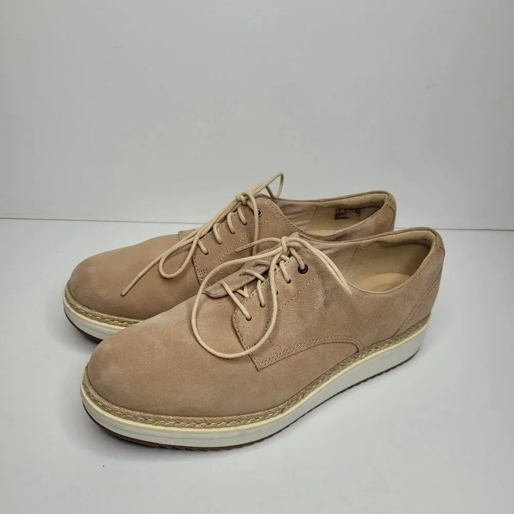 Clarks Teadale Rhea Women's Taupe Suede Lace Up Oxford Sneaker Size 10